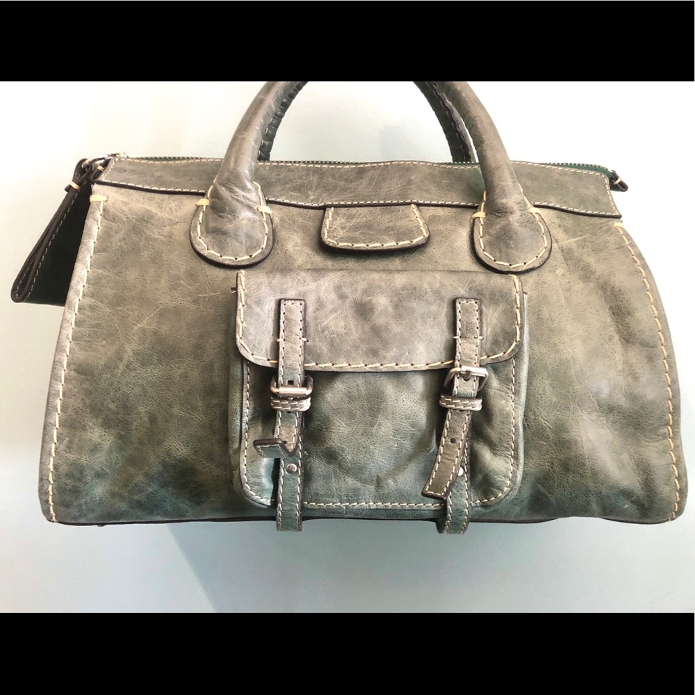Purse Denim Blue Green Handbag Bag Leather